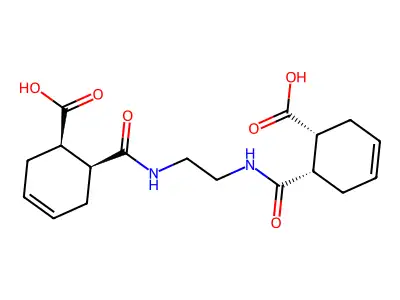 (1R,6S)-6-({[2-({[(1S,6R)-6-carboxy-3-cyclohexenyl]carbonyl}amino)ethyl]amino}carbonyl)-3-cyclohexene-1-carboxylic acid structure