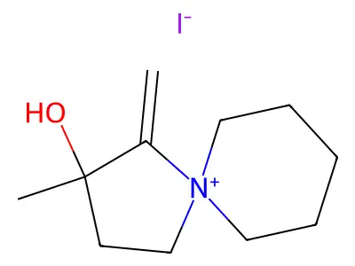 5-Azoniaspiro(4.5)decane, 2-hydroxy-2-methyl-1-methylene-, iodide structure