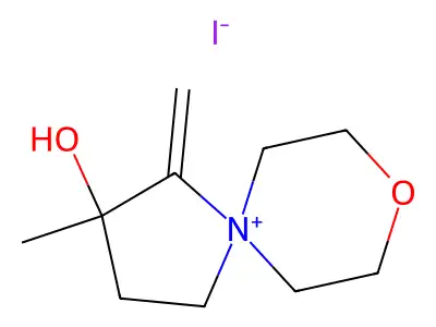 8-Oxa-5-azoniaspiro(4.5)decane, 2-hydroxy-2-methyl-1-methylene-, iodide structure