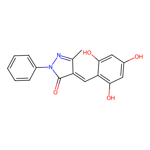 5-Methyl-2-phenyl-4-[(2,4,6-trihydroxyphenyl)methylidene]pyrazol-3-one structure