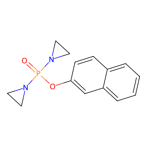 1-[Aziridin-1-yl(naphthalen-2-yloxy)phosphoryl]aziridine structure