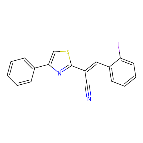 3-(2-Iodophenyl)-2-(4-phenyl-1,3-thiazol-2-yl)acrylonitrile structure