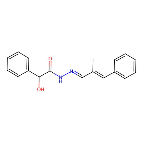2-hydroxy-N'-(2-methyl-3-phenyl-2-propen-1-ylidene)-2-phenylacetohydrazide structure
