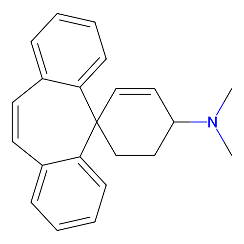 N,N-Dimethylspiro[5H-dibenzo[a,d]cycloheptene-5,1   -[2]cyclohexen]-4   -amine structure