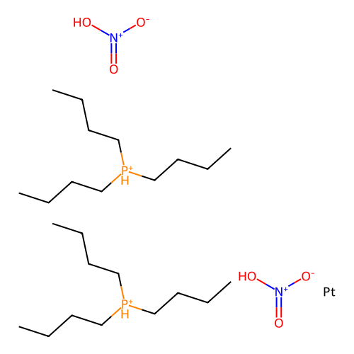 Bis(nitric acid);platinum;bis(tributylphosphanium) structure