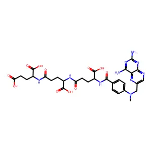 (2S)-2-[[(4S)-4-Carboxy-4-[[(4S)-4-carboxy-4-[[4-[(2,4-diaminopteridin-6-yl)methyl-methylamino]benzoyl]amino]butanoyl]amino]butanoyl]amino]pentanedioic acid structure