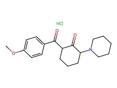 Cyclohexanone, 2-(p-methoxybenzoyl)-6-piperdino-, hydrochloride structure