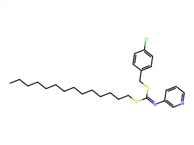 (4-Chlorophenyl)methyl tetradecyl 3-pyridinylcarbonimidodithioate structure