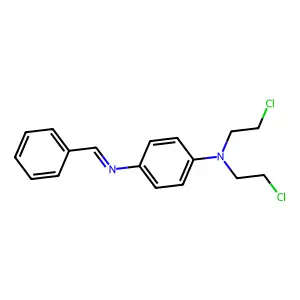 4-[(E)-Benzylideneamino]-N,N-bis(2-chloroethyl)aniline structure