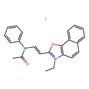 Naphth(2,1-d)oxazolium, 2-(2-(acetylphenylamino)ethenyl)-3-ethyl-, iodide (1:1) structure