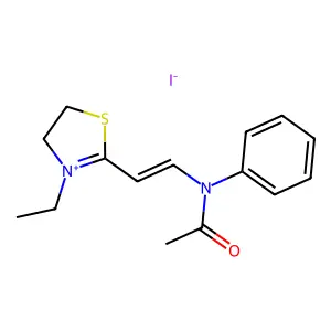 Thiazolium, 2-(2-(acetylphenylamino)ethenyl)-3-ethyl-4,5-dihydro-, iodide (1:1) structure