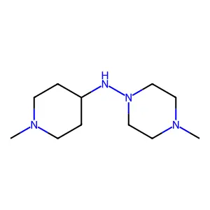 4-methyl-N-(1-methylpiperidin-4-yl)piperazin-1-amine structure