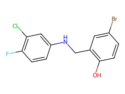 4-Bromo-2-{[(3-chloro-4-fluorophenyl)amino]methyl}phenol structure