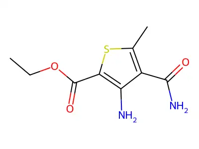 Ethyl 3-amino-4-carbamoyl-5-methylthiophene-2-carboxylate structure