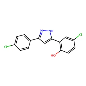4-chloro-2-[3-(4-chlorophenyl)-1H-pyrazol-5-yl]phenol structure