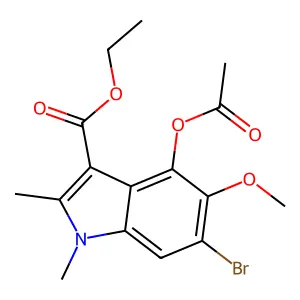 Ethyl 4-acetyloxy-6-bromo-5-methoxy-1,2-dimethylindole-3-carboxylate structure