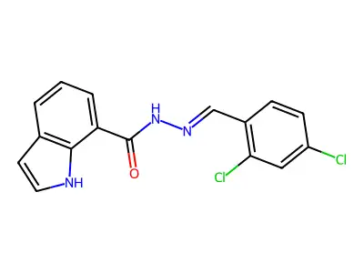 N-[(2,4-dichlorophenyl)methylideneamino]-1H-indole-7-carboxamide structure