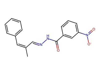 N-[(2-methyl-3-phenylprop-2-enylidene)amino]-3-nitrobenzamide structure