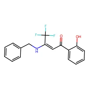 3-(N-Benzylamino)-4,4,4-trifluoro-1-(2-hydroxyphenyl)but-2-(Z)-ene-1-one structure