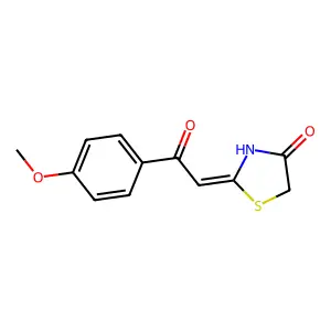 (2E)-2-[2-(4-methoxyphenyl)-2-oxoethylidene]-1,3-thiazolidin-4-one structure