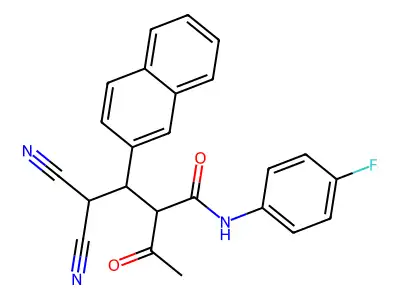 2-acetyl-4,4-dicyano-N-(4-fluorophenyl)-3-naphthalen-2-ylbutanamide structure