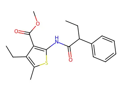 Methyl 4-ethyl-5-methyl-2-[(2-phenylbutanoyl)amino]-3-thiophenecarboxylate structure