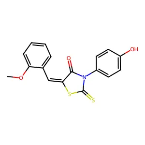 (5Z)-3-(4-hydroxyphenyl)-5-(2-methoxybenzylidene)-2-thioxo-1,3-thiazolidin-4-one structure