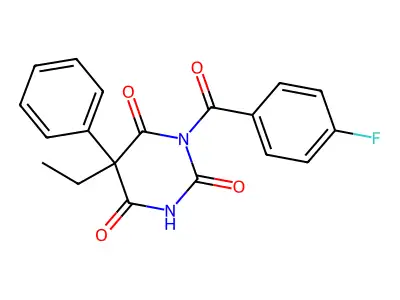 5-Ethyl-1-(4-fluorobenzoyl)-5-phenyl-1,3-diazinane-2,4,6-trione structure