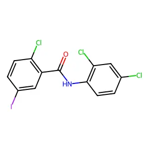 2-chloro-N-(2,4-dichlorophenyl)-5-iodobenzamide structure