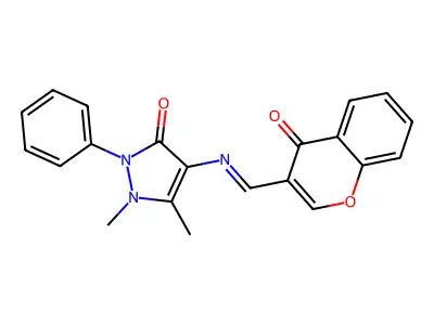 (E)-1,5-dimethyl-4-(((4-oxo-4H-chromen-3-yl)methylene)amino)-2-phenyl-1H-pyrazol-3(2H)-one structure