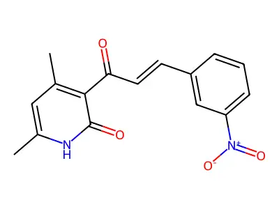 4,6-dimethyl-3-[(E)-3-(3-nitrophenyl)prop-2-enoyl]-1H-pyridin-2-one structure