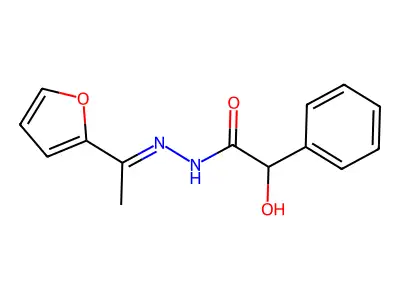 N-[(E)-1-(furan-2-yl)ethylideneamino]-2-hydroxy-2-phenylacetamide structure