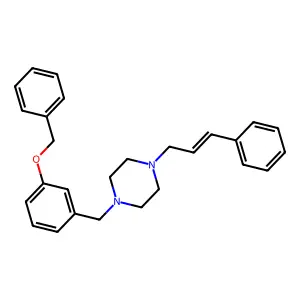 1-[(3-phenylmethoxyphenyl)methyl]-4-[(E)-3-phenylprop-2-enyl]piperazine structure
