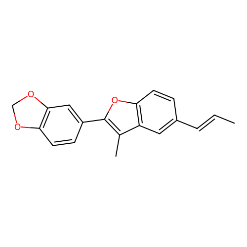 5-[3-methyl-5-[(E)-prop-1-enyl]-1-benzofuran-2-yl]-1,3-benzodioxole structure