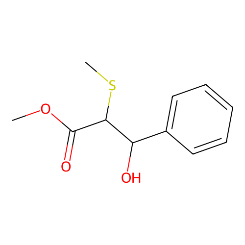 Benzenepropanoic acid, beta-hydroxy-alpha-(methylthio)-, methyl ester structure