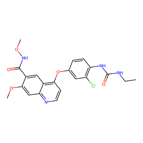 4-[3-chloro-4-(ethylcarbamoylamino)phenoxy]-N,7-dimethoxy-quinoline-6-carboxamide structure