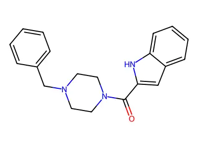 (4-benzylpiperazin-1-yl)(1H-indol-2-yl)methanone structure