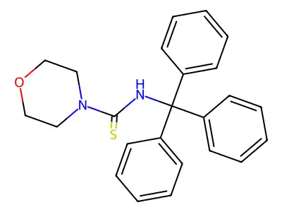 N-tritylmorpholine-4-carbothioamide structure