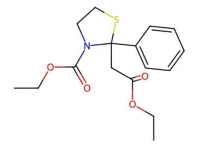 Ethyl 2-(2-ethoxy-2-oxoethyl)-2-phenyl-1,3-thiazolidine-3-carboxylate structure