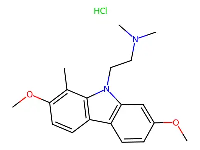 9H-Carbazole-9-ethanamine, 2,7-dimethoxy-N,N,1-trimethyl-, monohydrochloride structure