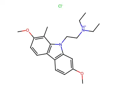 Carbazole, 9-(2-(diethylamino)ethyl)-2,7-dimethoxy-1-methyl-, hydrochloride structure
