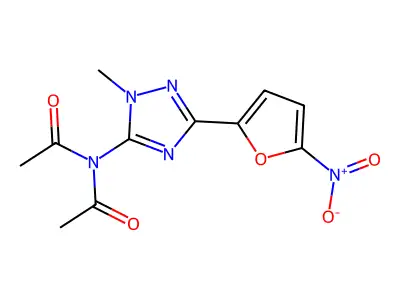 Acetamide, N-(1-methyl-3-(5-nitro-2-furyl)-s-triazol-5-yl)di- structure