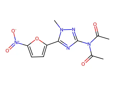 Acetamide, N-(1-methyl-5-(5-nitro-2-furyl)-s-triazol-3-yl)di- structure