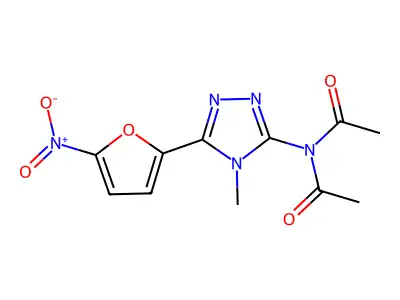 Acetamide, N-(4-methyl-5-(5-nitro-2-furyl)-s-triazol-3-yl)di- structure