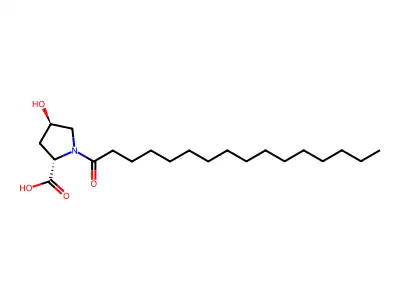 1-Hexadecanoyl-4-hydroxypyrrolidine-2-carboxylic acid structure