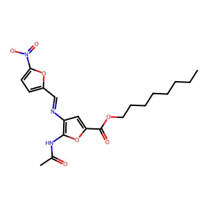 Octyl 5-(acetylamino)-4-(((5-nitro-2-furanyl)methylene)amino)-2-furancarboxylate structure