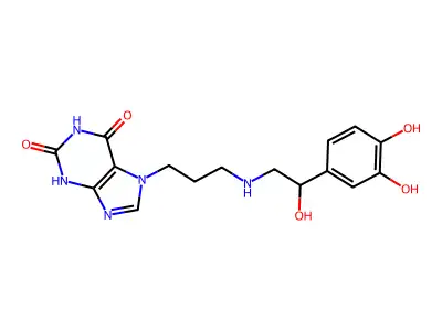 Theophylline, 7-(3-((2-(3,4-dihydroxyphenyl)-2-hydroxyethyl)amino)propyl)- structure