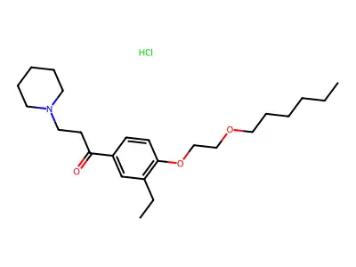Propiophenone, 3'-ethyl-4'-(2-hexyloxyethoxy)-3-piperidino-, hydrochloride structure