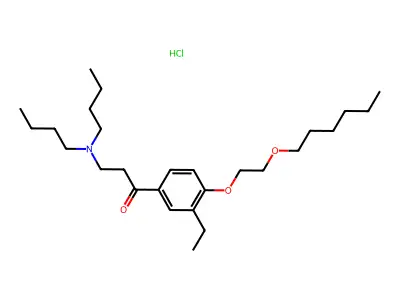 3-Dibutylamino-3'-ethyl-4'-(2-hexyloxyethoxy)propiophenone hydrochloride structure