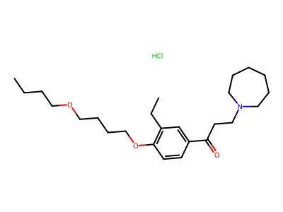 1-Propanone, 1-(4-(4-butoxybutoxy)-3-ethylphenyl)-3-(hexahydro-1H-azepin-1-yl)-, hydrochloride structure